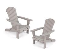 COSTWAY Lot de 2 Chaises Adirondack Pliables en Bois de Sapin, Gris
