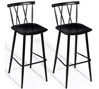 COSTWAY Lot de 2 Chaises de Bar de Style Moderne en Métal 47,5 x 41 x 105 CM pour Bistro,Cuisine,Café Noir Charge Max. 150 KG