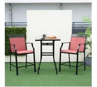 COSTWAY Lot de 2 Chaises de Jardin en Tissu avec Repose-pieds, Dossier Haut & Accoudoirs, pour Piscine Porche Balcon Patio, Rouge