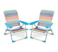 COSTWAY Lot de 2 Chaises de Jardin Extérieur Pliables 2 Places, Inclinables sur 4 Positions, Sangle de Transport, Charge 150 kg