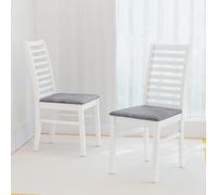 COSTWAY Lot de 2 Chaises de Salle à Manger, Chaises sans Accoudoirs Rembourrées de Tissu avec Pieds en Bois, Siège Rembourré, Dossier Haut, Style Fermier pour Salle à Manger, Cuisine, Salon