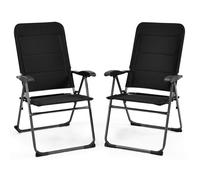 COSTWAY Lot de 2 Chaises Pliantes de Jardin à 7 Positions Réglables, Charge 136 kg, Fauteuil Inclinable pour Patio Cour Plage, Noir
