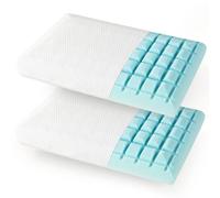 COSTWAY Lot de 2 Oreillers Ergonomique Cervical Orthopédique, Coussins en Mousse à Mémoire de Forme avec Gel, Découpe 3D, Housse Amovible et Lavable, pour Soulager Les Douleurs, 40 x 60, Blanc