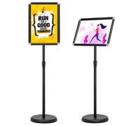 COSTWAY Lot de 2 Porte Affiche A3 - Présentoir sur Pied 360°- Hauteur Réglable 89,5-134 cm - Cadre en Alliage d'Aluminium, Noir