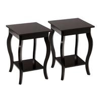 Costway Lot De 2 Tables D'appoint, Bout De Canapé 2 Niveaux Avec Patins Antidérapants Pour Chambre, Salon, 40 X 40 X 60 Cm, Café Noir