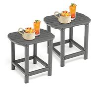 COSTWAY Lot de 2 Tables d'Appoint d'Extérieur, Table de Style Adirondack Résistante aux Intempéries en PEHD Antirouille et Imperméable, pour Terrasse Piscine Véranda, 48 x 37 x 46 cm