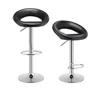 COSTWAY Lot de 2 Tabouret de Bar, Chaise de Bar Pivotante avec Repose-pieds, Hauteur Réglable 77-98 CM, Chaise Bar Cuisine en Similicuir Moderne, Cadre en Métal, Tabouret de Cuisine pour Îlot, Bistrot