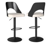 COSTWAY Lot de 2 Tabourets de Bar, Chaise de Bar avec Siège Élargi, Repose-Pieds, Design Modernes, Siège Pivotant Réglable pour Cuisine, Bistro (Noir,2)