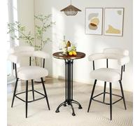 COSTWAY Lot de 2 Tabourets de Bar en Peluche, Chaise de Bar H69 CM, Dossier, Accoudoirs Incurvés, Chaises Rembourrées avec Pieds en Métal pour Cuisine, Café, Bar (Beige)
