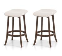 COSTWAY Lot de 2 Tabourets de Bar Pivotants, Tabourets de 74 cm, Siège Rembourrée, Pieds en Bois Massif, Chaises Hautes avec Repose-Pieds pour Salle à Manger, Cuisine