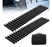 COSTWAY Lot de 2 Tapis de Traction pour Pneus, Plaques de Récupération TPR Portables Aide à la Traction d'urgence pour Neige Glace, Planche de Traction Enroulable avec Sac pour Voiture (100 cm)