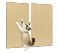 COSTWAY Lot de 2 Tapis Griffoir Chat 80 x 50 cm, Griffoir Chat Canapé avec Fermeture Auto-agrippante, Tapis Sisal Horizontal au Sol ou Mural, Protège Canapés Angle Meuble