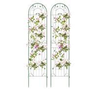 COSTWAY Lot de 2 Treillis de Jardin en Métal 220 x 50 cm, Clôture Décorative pour Plante Grimpante, Grille Fleurs Antirouille pour Jardin, Cour, Patio (Vert)