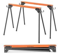 COSTWAY Lot de 2 Tréteaux de Sciage Pliables Métalliques Charge 500 kg, Tréteaux Portable avec 2x4 Bras de Support Pieds à Ouverture Rapide pour Bricolage Sciage 96,5 x 47 x 76 cm