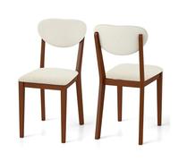 COSTWAY Lot de 4 Chaises de Salle à Manger en Tissu Sherpa, Chaises de Cuisine avec Pieds en Bois de Caoutchouc, Charge 180 KG, Siège et Dossier Rembourrés, sans Accoudoirs