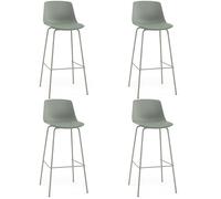 COSTWAY Lot de 4 Tabourets de Bar Vert, Chaises Bar Hautes en Similicuir avec Dossiers, Sièges Rembourrés, Repose-Pieds, Pieds en Métal, Montage Facile, pour Îlot de Cuisine, Salle à Manger