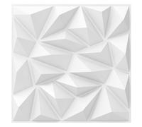 COSTWAY Lot de 40 Panneaux Muraux 3D, Décoration Murale Intérieure en PVC Décoratifs en Diamant pour Peinture Découpe DIY, Panneaux Carrés Autocollants 50 x 50 cm (10 ㎡,Blanc)