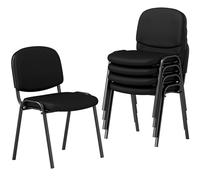 COSTWAY Lot de 5 Chaises de Salles de Réunion Empilables, Chaises de Salle d'Attente Rembourrées, Chaises de Réception avec Siège en Cascade & Cadre Métallique, pour Salle de Réunion, Bureau, Noir