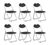 COSTWAY Lot de 6 Chaise Pliante en Métal, Chaise Visiteur Pliable Rembourré avec Poignée, Charge 115 kg, sans Assemblage, Noir (Moderne,6)