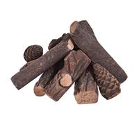 COSTWAY Lot de 9 Bûches Décoratives en Céramique, pour Foyer au Propane, Inserts à Gaz, Cheminée Électrique, Intérieur et Extérieur