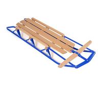 COSTWAY Luge en Bois et Acier à Patins avec Barre de Direction, Traîneau en Bois pour la Neige Charge 150KG, Adaptées aux Adultes et Enfants de 5 Ans+, 137 x 58 x 16 cm (Bleu)
