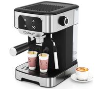 COSTWAY Machine à Espresso 20 Bars, Machine à Café Professionnelle 1200W avec Mousseur à Lait à Vapeur, Réservoir d'Eau Amovible de 1,8 L et Écran Tactile, Cafetière en Acier Inoxydable pour Barista