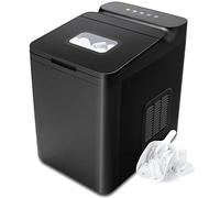 COSTWAY Machine à Glaçons 15 kg en 24h, Glaçons Automatiques Rapide Prêt en 6 Min, Ice Maker avec Nettoyage Automatique Commande Tactile Couvercle en Verre 1,5 L, Blanc/Noir (noir)