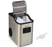 COSTWAY Machine à Glaçons Nugget Ice 24kg en 24h, Recharge d'Eau 2 Façons, Panneau de Contrôle Tactile LED, Fonction d'Auto-nettoyage 10 Minutes, Acier Inoxydable, pour Cuisine, Bar, Bureau
