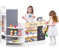 COSTWAY Magasin de détail pour enfants, Set de supermarché avec caisse, machine POS, magasin de détail en bois, pour enfants de 3 à 8 ans (Blanc)
