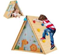 CostwayMaison de Jardin Enfants 2 en 1 avec Escalade Cloche Imperméable Cabane en Bois de Sapin Exterieur et Intérieur 3-8 Ans