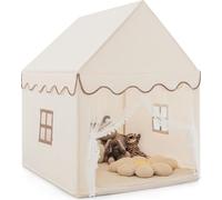 COSTWAY Maison de jeu pour enfants Maison de jeu Princesse Princesse, Tente de jeu pour enfants Tissu avec cadre en bois massif & couverture en coton, Château de jeu pour enfants pour garçons Conte de
