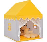 COSTWAY Maison de jeu pour enfants Maison de jeu Princesse Princesse, Tente de jeu pour enfants Tissu avec cadre en bois massif & couverture en coton, Château de jeu pour enfants pour garçons Conte de