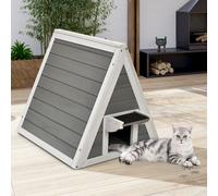 COSTWAY Maison en bois pour chats jusqu'à 20kg, niche pour chats en bois, niche pour chats en extérieur résistant à l'hiver, niche pour animaux domestiques résistant aux intempéries pour l'extérieur e