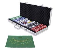 COSTWAY Malette Poker Jetons Poker Ensemble de 500 Jetons 2 Jeux de Cartes 5 Dés 1 Bouton Dealer Mallette en Aluminium