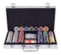 COSTWAY Mallette Coffret de Poker Professionnelle 300 Jetons 2 Jeux de Cartes, 5 Dés,1 Boutons, Etui en Aluminium