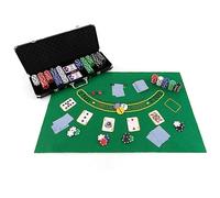 COSTWAY Mallette de Poker avec 500 Jetons & 2 Jeux de Cartes, Coffret de Poker en Aluminium avec 5 Dés & 1 Bouton Dealer (Noir)