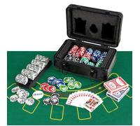 COSTWAY Mallette de Poker en Aluminium -300 Jetons , 2 Jeux de 54 Cartes, 5 dés, 1 Jeton Croupier, 2 Clés, Feutre de Poker
