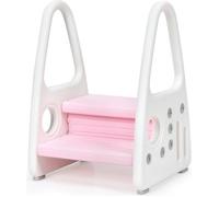 Costway Marche Pieds Pour Enfants 2 Marches Antidéparant Pour Apprentissage De La Propreté Accoudoir De Sécurité Triangulaire Rose Multicolore