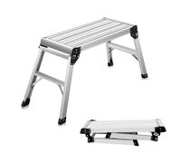 COSTWAY Marchepied Escabeau en Aluminium Pliant 110x40x49CM avec Surface Antidérapante et Coussin Charge 150KG Plateforme de Travail