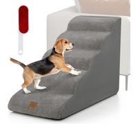 COSTWAY Marchepied pour chien 5 marches, marchepied antidérapant en mousse pour chien, charge maximale 30kg, housse amovible et lavable pour canapé lit Gris