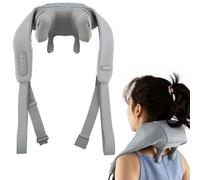 COSTWAY Masseur pour le Cou et les Épaules, Appareil de Massage Shiatsu 4D Profond avec 2 Niveaux de Chauffage, Oreiller de Massage Portable Sans Fil pour Cou Dos Jambes, pour Famille (Gris)
