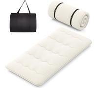 COSTWAY Matelas avec housse lavable et sac de transport, tatami pliable, matelas de sol 90x200cm Beige