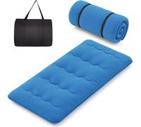 COSTWAY Matelas avec housse lavable et sac de transport, tatami pliable, matelas de sol 90x200cm bleu