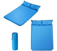 Costway Matelas De Camping Autogonflant 2 Personnes Avec 2 Oreillers 187x131x4 Cm Et Sac Portable En Pvc Imperméable Pour Randonnées Multicolore