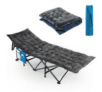 COSTWAY Matelas de Camping en Velours avec 4 Sangles de Fixation Poche de Fixation de Lit, Voyages Randonnée 190x70x7cm Gris Foncé