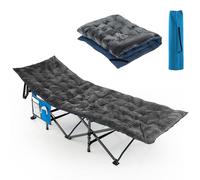 COSTWAY Matelas de Camping Inclinable en Velours Cristal, Matelas de Couchage avec 4 Sangles de Fixation Poche de Fixation de Lit pour Voyages Randonnée, Épaissi de 190x70x7 cm (Gris Foncé)