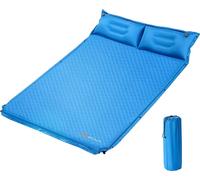 COSTWAY Matelas de camping pour 2 personnes avec oreiller Matelas de camping autogonflant pour le camping, la randonnée, la plage et les voyages 186x130x4cm