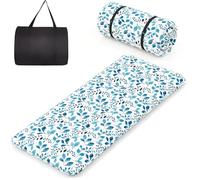 COSTWAY Matelas Futon 90 x 200 CM, Surmatelas Amovible Lavable, Matelas de Sol Portable avec Sac de Transport, Motif de Feuille