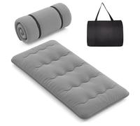 COSTWAY Matelas Futon 90 x 200 CM, Surmatelas Amovible Lavable, Matelas de Sol Portable avec Sac de Transport pour Camping, Gris