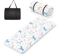 COSTWAY Matelas futon japonais, tatami, matelas de sol, matelas pliable avec housse lavable & sac de transport, matelas de couchage 90 x 200cm Poneys colorés